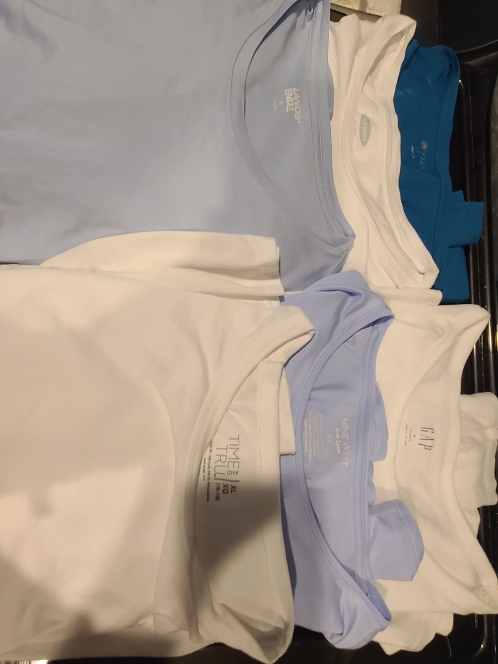 LOT OF 9 Long Sleeve Tees - Light Blue, White, Black, Navy, Cream, Dark Turqouis